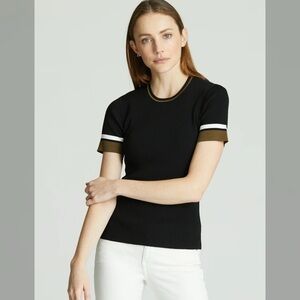 AETHER WS1951 SHORT SLEEVE RIBBED CREW SWEATER ONYX BLACK